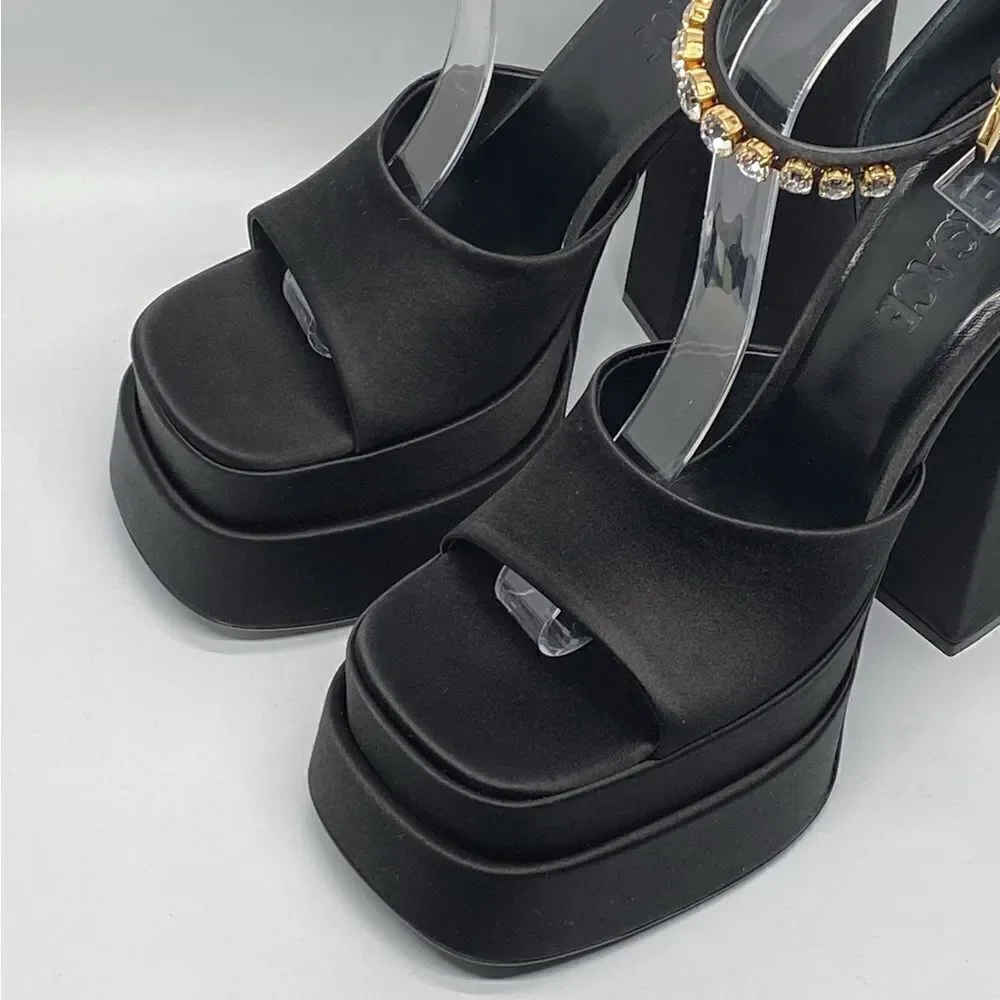 Versace Medusa Crystal Ankle-Strap Platform Sandals